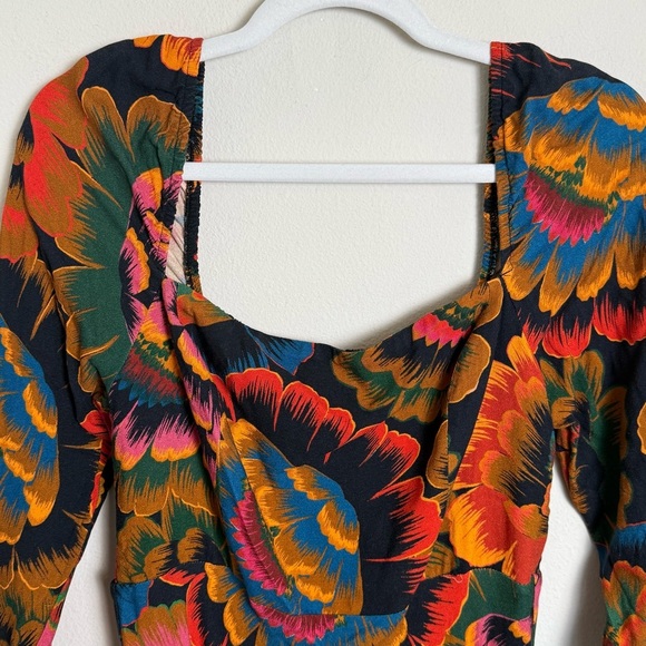 Farm Rio Floral Long Sleeve Midi Dress Size Medium - Picture 5 of 9
